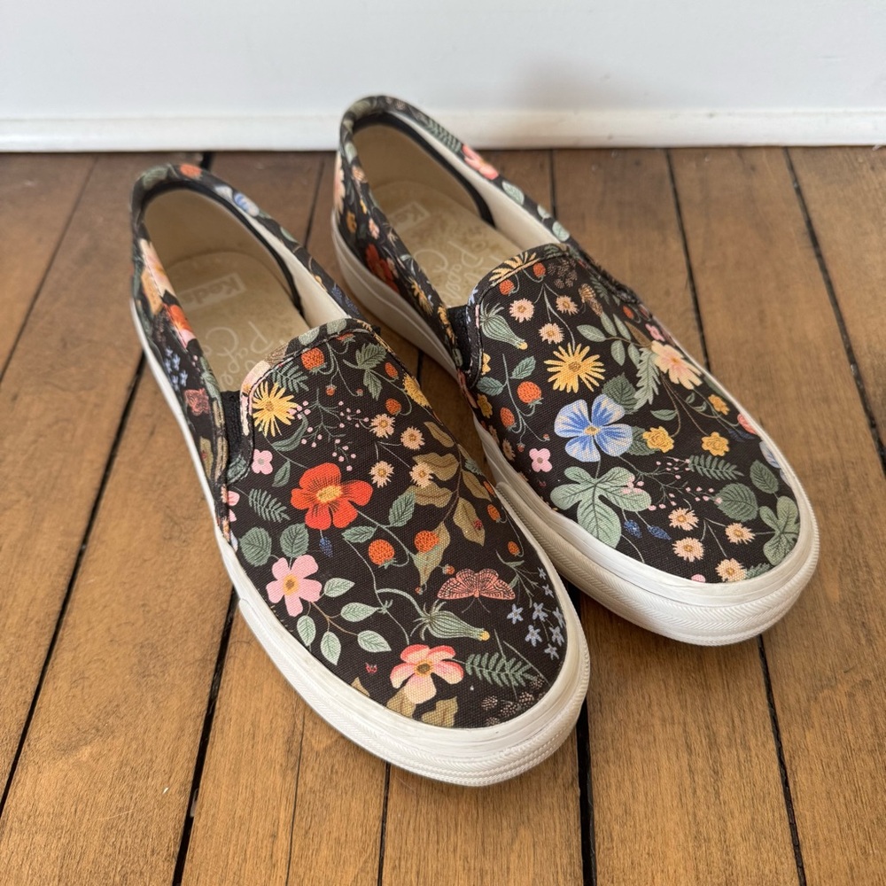 Keds Rifle Paper Co. Strawberry Fields Black Floral Double Decker Sneaker 6